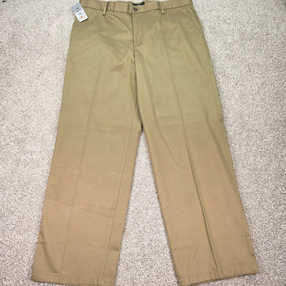 Dockers Mens Signature Khaki Classic Fit Flat Front Pants Tan 38x32 NWT